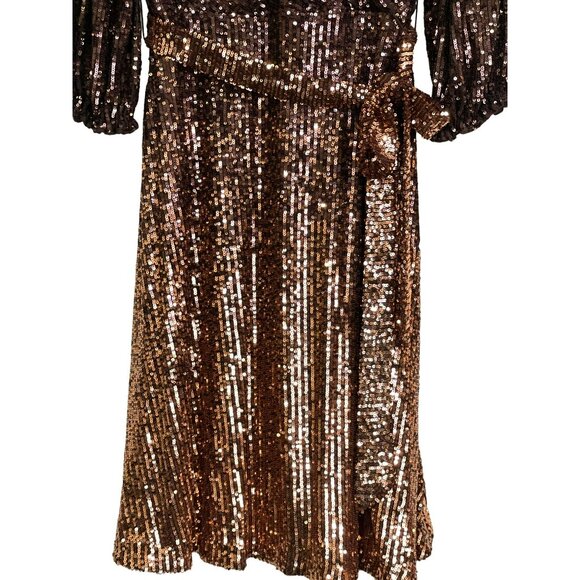 DKNY Brown Ombre Sequin Dress Tie Belt Size 4 NEW - Picture 5 of 7